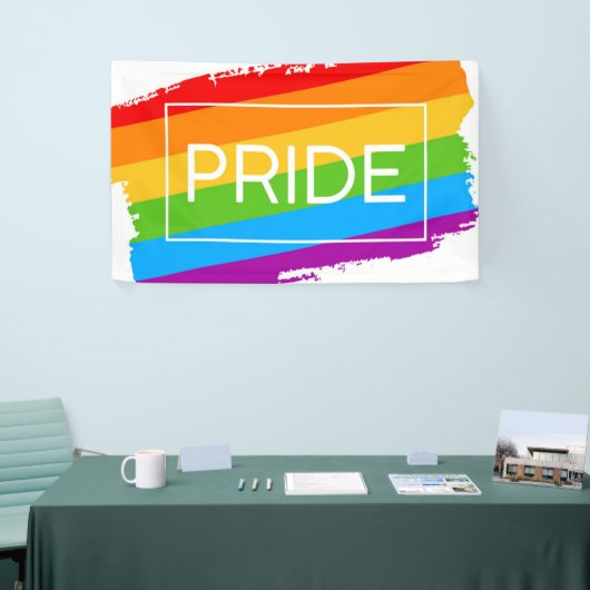 Pride penseelstreek regenboog spandoek (Beurs)