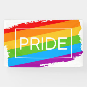 Pride penseelstreek regenboog spandoek