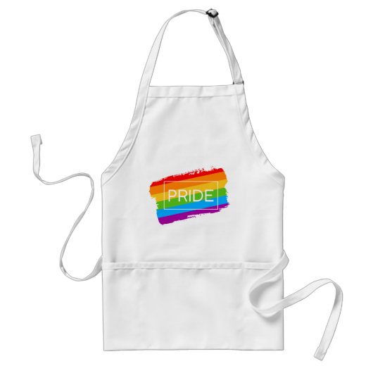 Pride penseelstreek regenboog standaard schort (Voorkant)