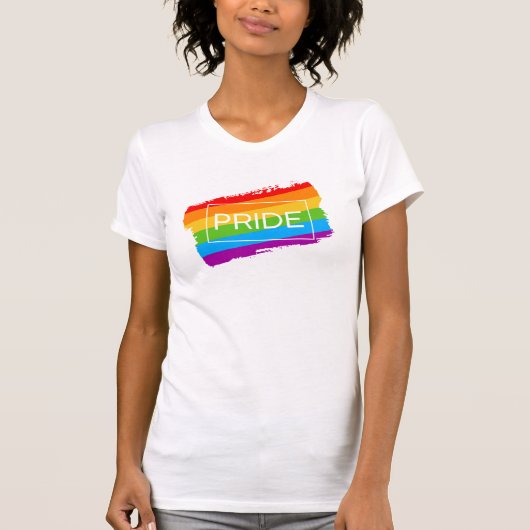 Pride penseelstreek regenboog t-shirt (Voorkant)