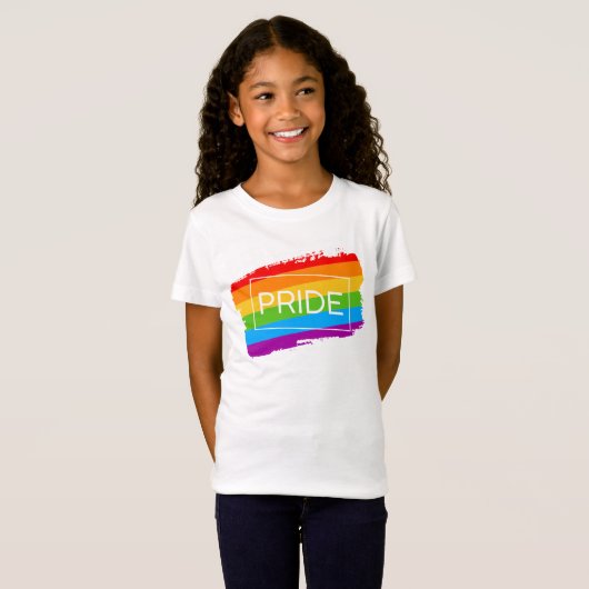 Pride penseelstreek regenboog t-shirt (Voorkant volledig)