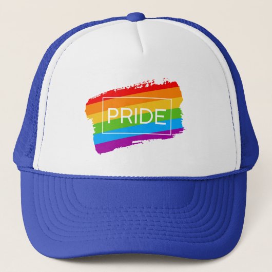 Pride penseelstreek regenboog trucker pet (Voorkant)