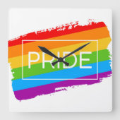 Pride penseelstreek regenboog vierkante klok (Voorkant)