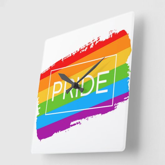Pride penseelstreek regenboog vierkante klok (Hoek)