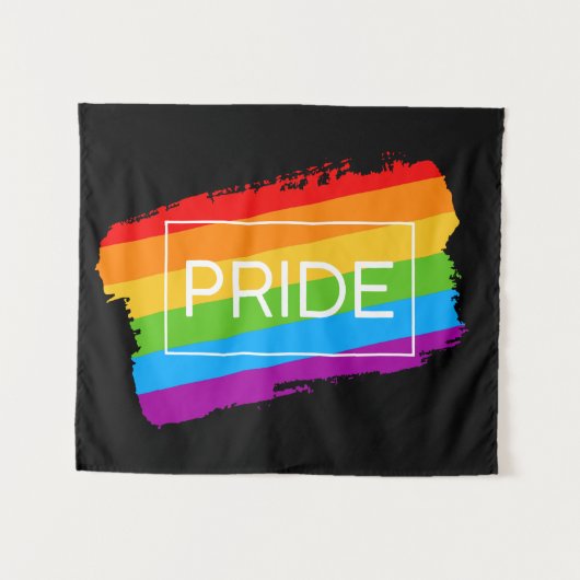 Pride penseelstreek regenboog wandkleed (Voorkant (horizontaal))