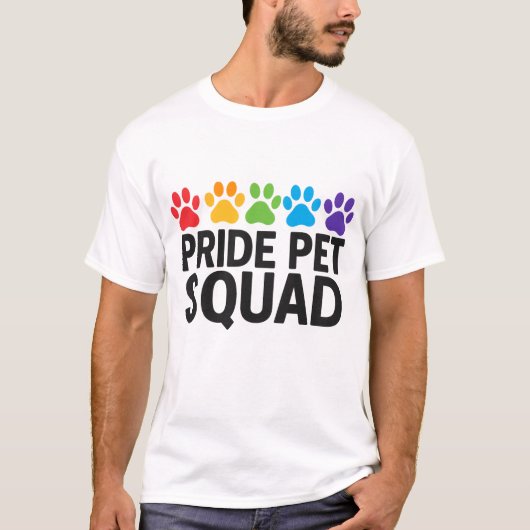 Pride Pet Squad Rainbow Paw Print LGBTQ+ Shirt voo (Voorkant)