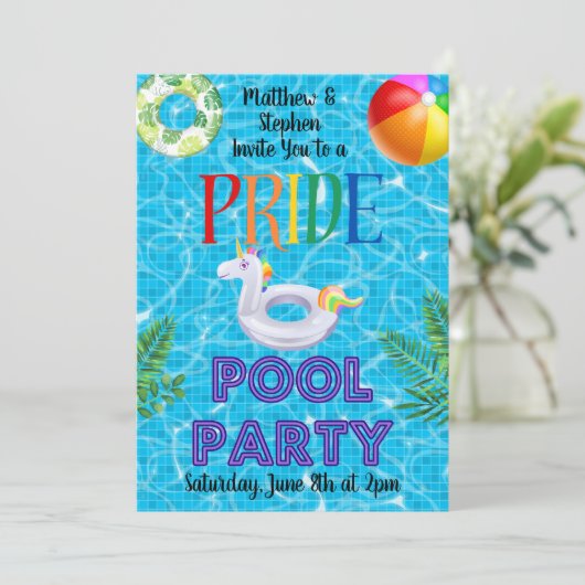 PRIDE Pool Party Kaart (Staand voorkant)