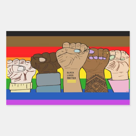 Pride Power Fists / BLM Rechthoekige Sticker (Voorkant)