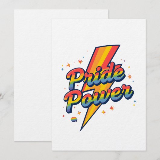 Pride Power Lightning – LGBTQ+ Rainbow Quote Kaart (Voorkant / Achterkant)
