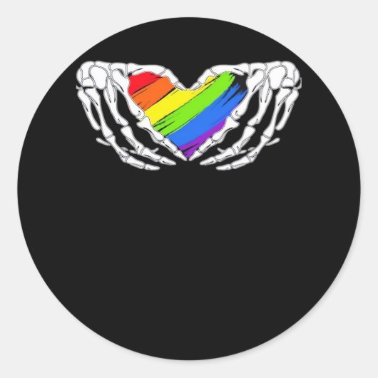 Pride - Pride Skeleton Handen met Heart 2 Classic Ronde Sticker (Voorkant)