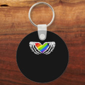 Pride - Pride Skeleton Handen met Heart 2 Classic Sleutelhanger (Voorkant)