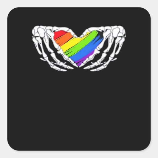 Pride - Pride Skeleton Handen met Heart 2 Classic Vierkante Sticker (Voorkant)