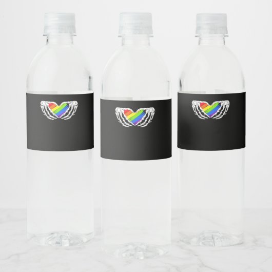 Pride - Pride Skeleton Handen met Heart 2 Classic Waterfles Etiket (Flessen)