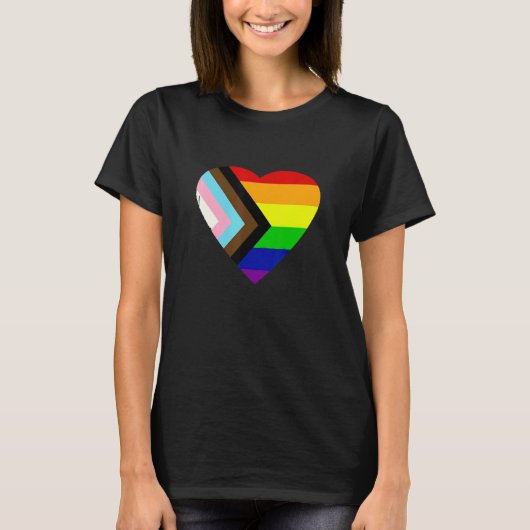 Pride Progress Rainbow Flag LGBT + Trans und Queer T-shirt (Voorkant)