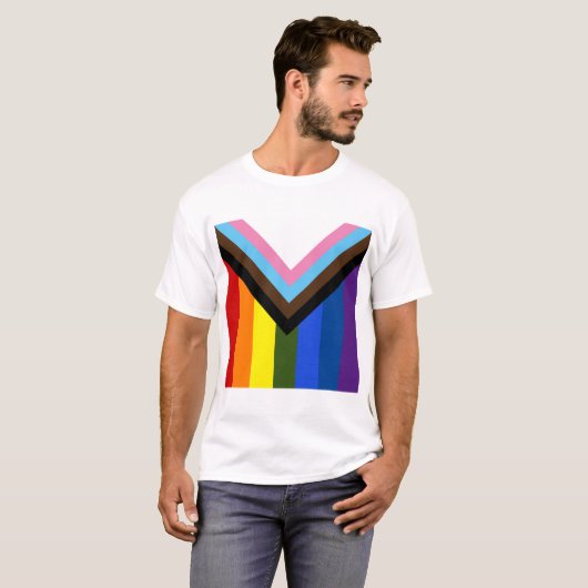 Pride Progress-vlag T-shirt (Voorkant volledig)