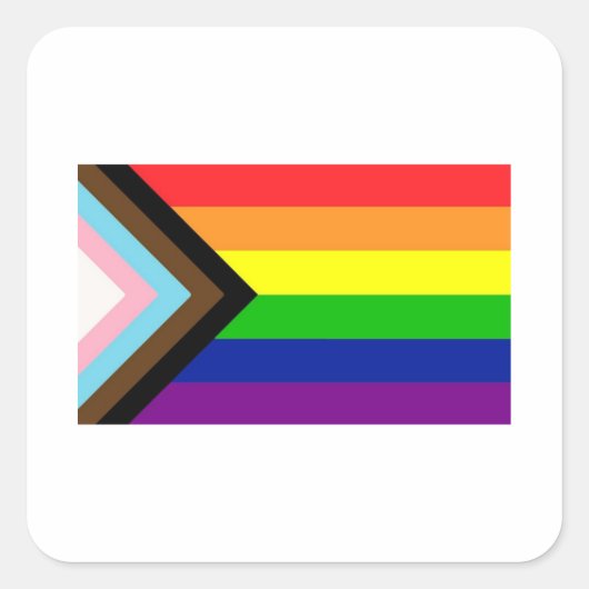 Pride Progress-vlag Vierkante Sticker (Voorkant)