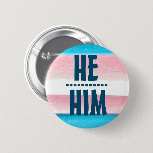 PRIDE PRONOUN HE/HIM BADGE Button (Voorkant /achterkant)