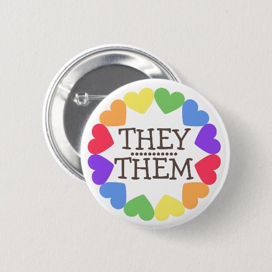 PRIDE PRONOUN THEMA/HEN BADGE Button (Voorkant /achterkant)