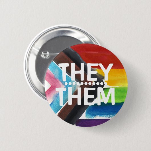 PRIDE PRONOUN THEMA/HEN BADGE Button (Voorkant /achterkant)