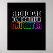 Pride Proud Dad LGBT Lesbian Daughter Rainbow Ally Poster (Voorkant)