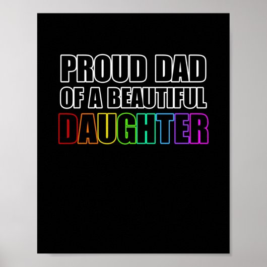 Pride Proud Dad LGBT Lesbian Daughter Rainbow Ally Poster (Voorkant)