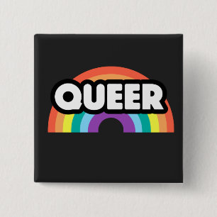 Pride-Queer regenboogliefde is liefde. Vierkante Button 5,1 Cm