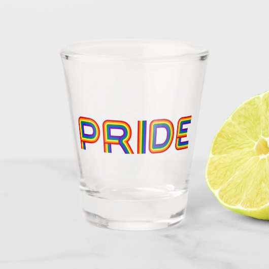 Pride | Rainbauze-brieven Shot Glas (Voorkant)