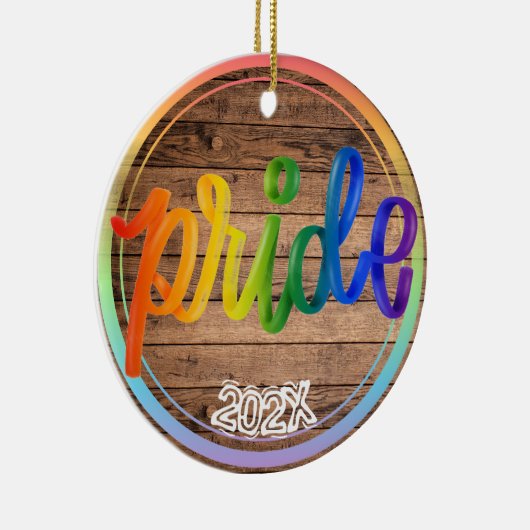 Pride Rainbow Aangepaste naam- Jaar Keramisch Ornament (Rechts)
