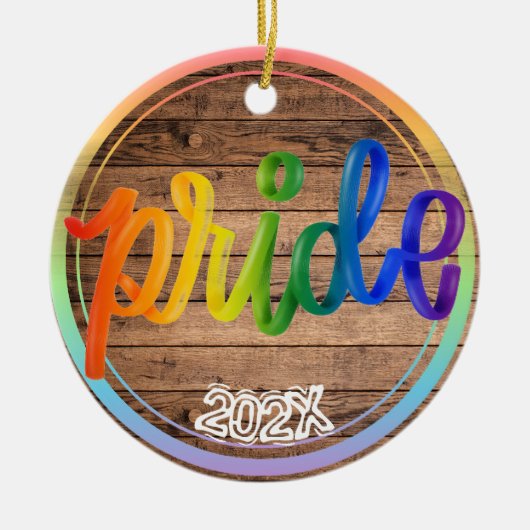 Pride Rainbow Aangepaste naam- Jaar Keramisch Ornament (Voorkant)