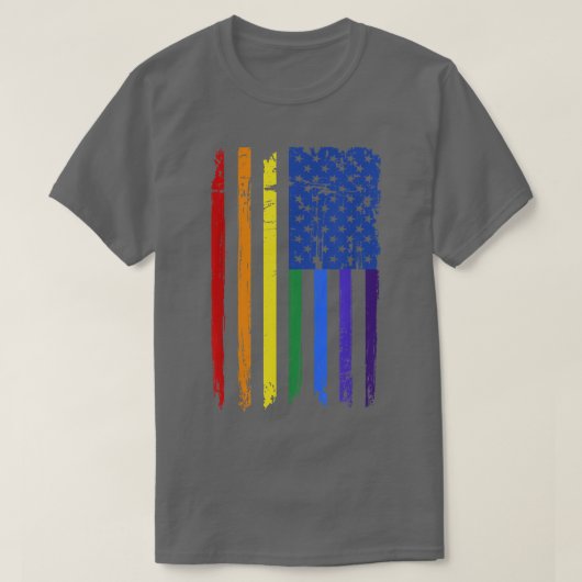 Pride Rainbow American Flag Gay Pride Month T-shirt (Design voorkant)