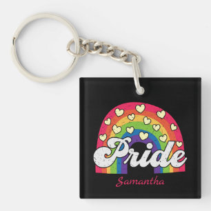 Pride Rainbow and Hearts   LGBTQ Sleutelhanger