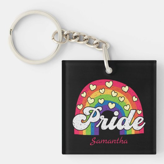 Pride Rainbow and Hearts | LGBTQ Sleutelhanger (Voorkant)