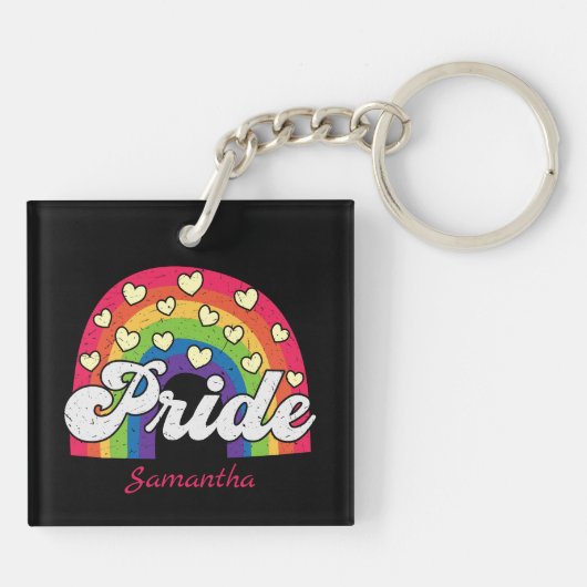 Pride Rainbow and Hearts | LGBTQ Sleutelhanger (Achterkant)
