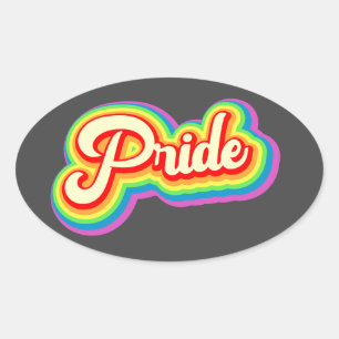 Pride Rainbow belettering Ovale Sticker