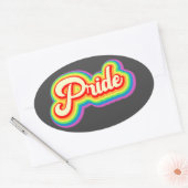 Pride Rainbow belettering Ovale Sticker (Envelop)
