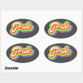 Pride Rainbow belettering Ovale Sticker (Vel)