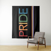 PRIDE Rainbow Black Tapestry Wandkleed (In situ)