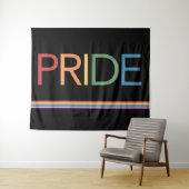 PRIDE Rainbow Black Tapestry Wandkleed (In Situ (horizontaal))