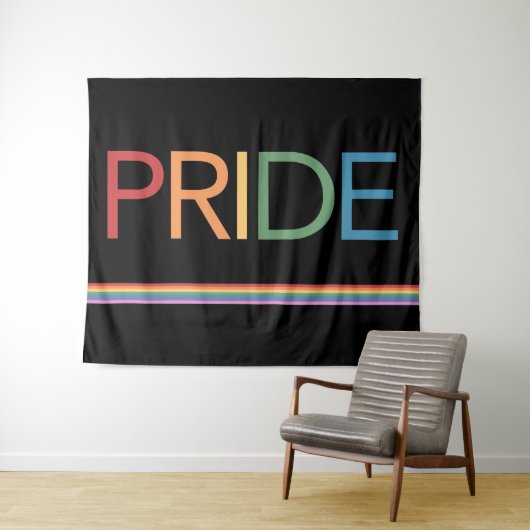 PRIDE Rainbow Black Tapestry Wandkleed (In Situ (horizontaal))