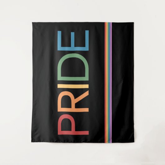 PRIDE Rainbow Black Tapestry Wandkleed (Voorkant)