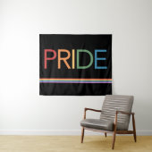 PRIDE Rainbow Black Tapestry Wandkleed (In Situ (horizontaal))