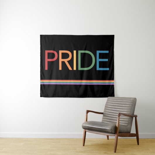 PRIDE Rainbow Black Tapestry Wandkleed (In Situ (horizontaal))