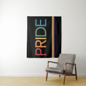 PRIDE Rainbow Black Tapestry Wandkleed (In situ)