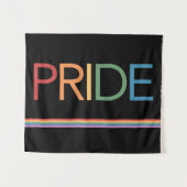 PRIDE Rainbow Black Tapestry Wandkleed (Voorkant (horizontaal))