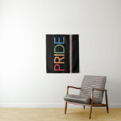 PRIDE Rainbow Black Tapestry Wandkleed (In situ)