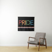 PRIDE Rainbow Black Tapestry Wandkleed (In Situ (horizontaal))