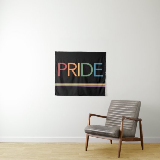 PRIDE Rainbow Black Tapestry Wandkleed (In Situ (horizontaal))