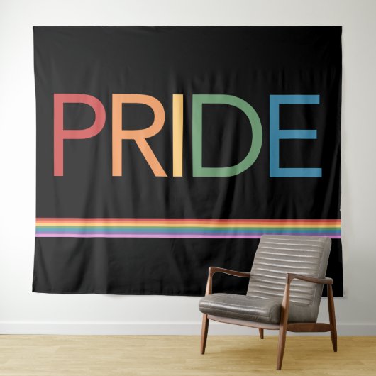 PRIDE Rainbow Black Tapestry Wandkleed (In Situ (horizontaal))