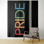 PRIDE Rainbow Black Tapestry Wandkleed (In situ)
