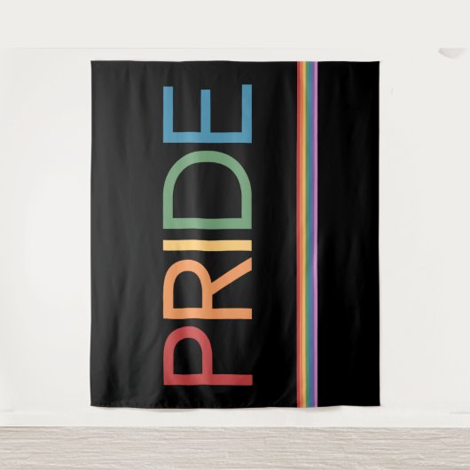 PRIDE Rainbow Black Tapestry Wandkleed (Voorkant)